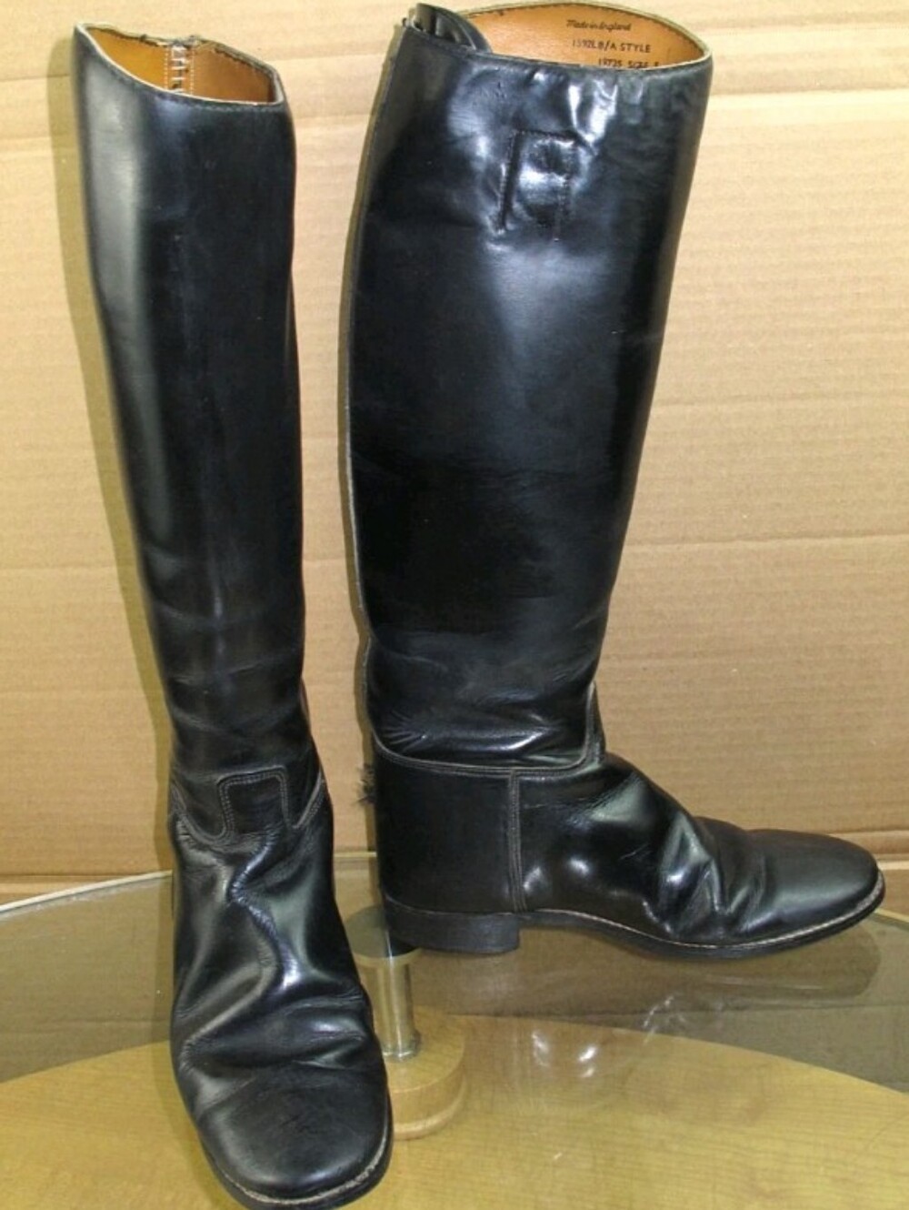 Marlborough Women's 1960''s 70's Knee High Riding Boots Black Leather US Size 7